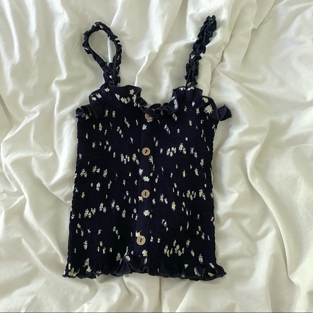 Ocean Drive Daisy Scrunched Crop Top